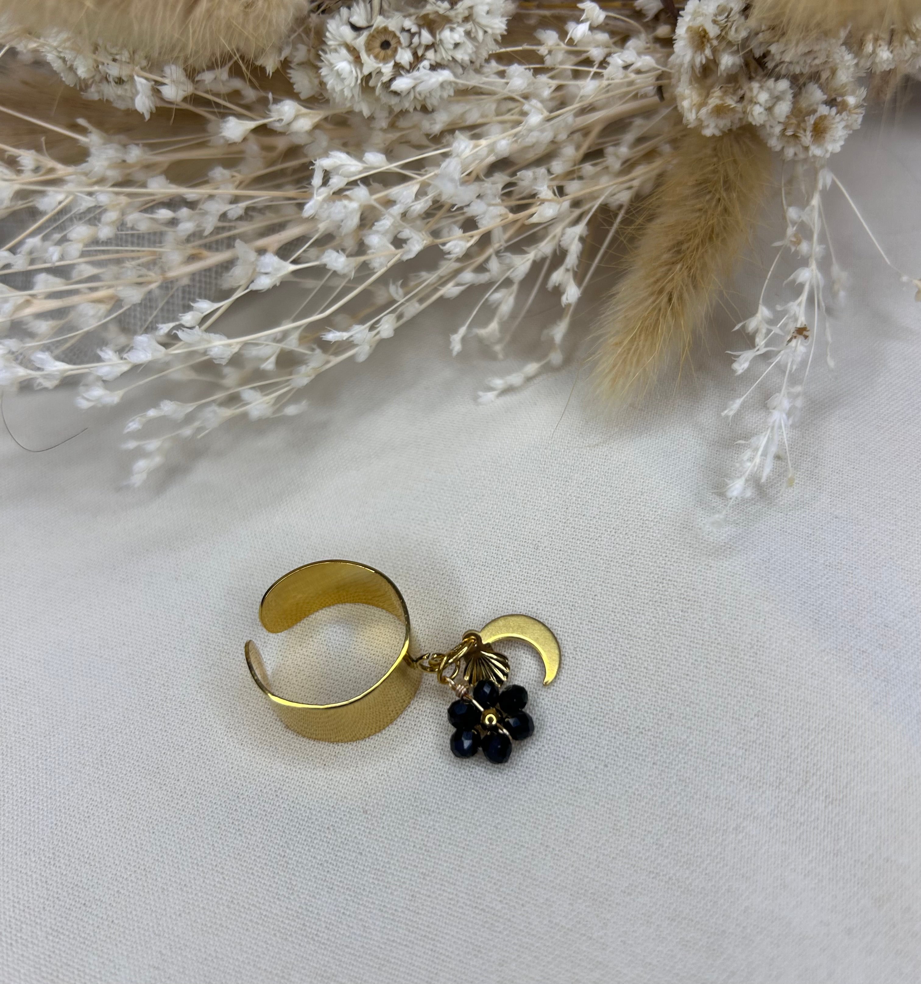 Bague Ona - Fleur noire