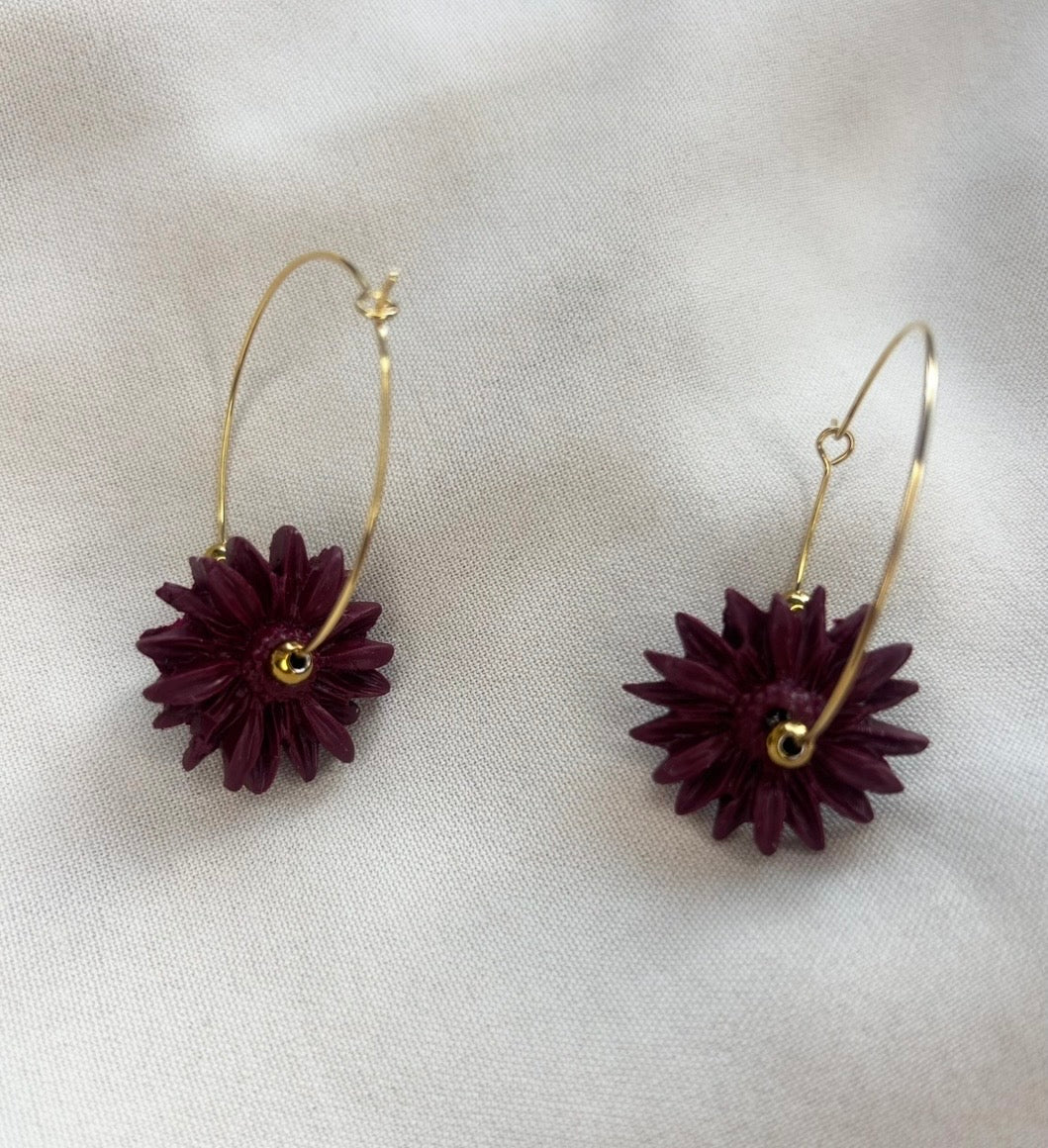 Créoles Luna -rose/bordeaux