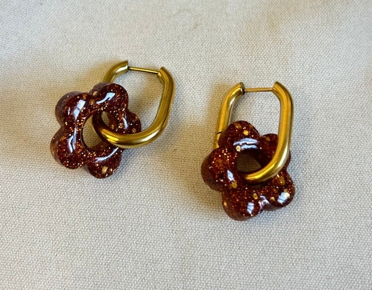 Pampilles Florale - Marrons pailletées