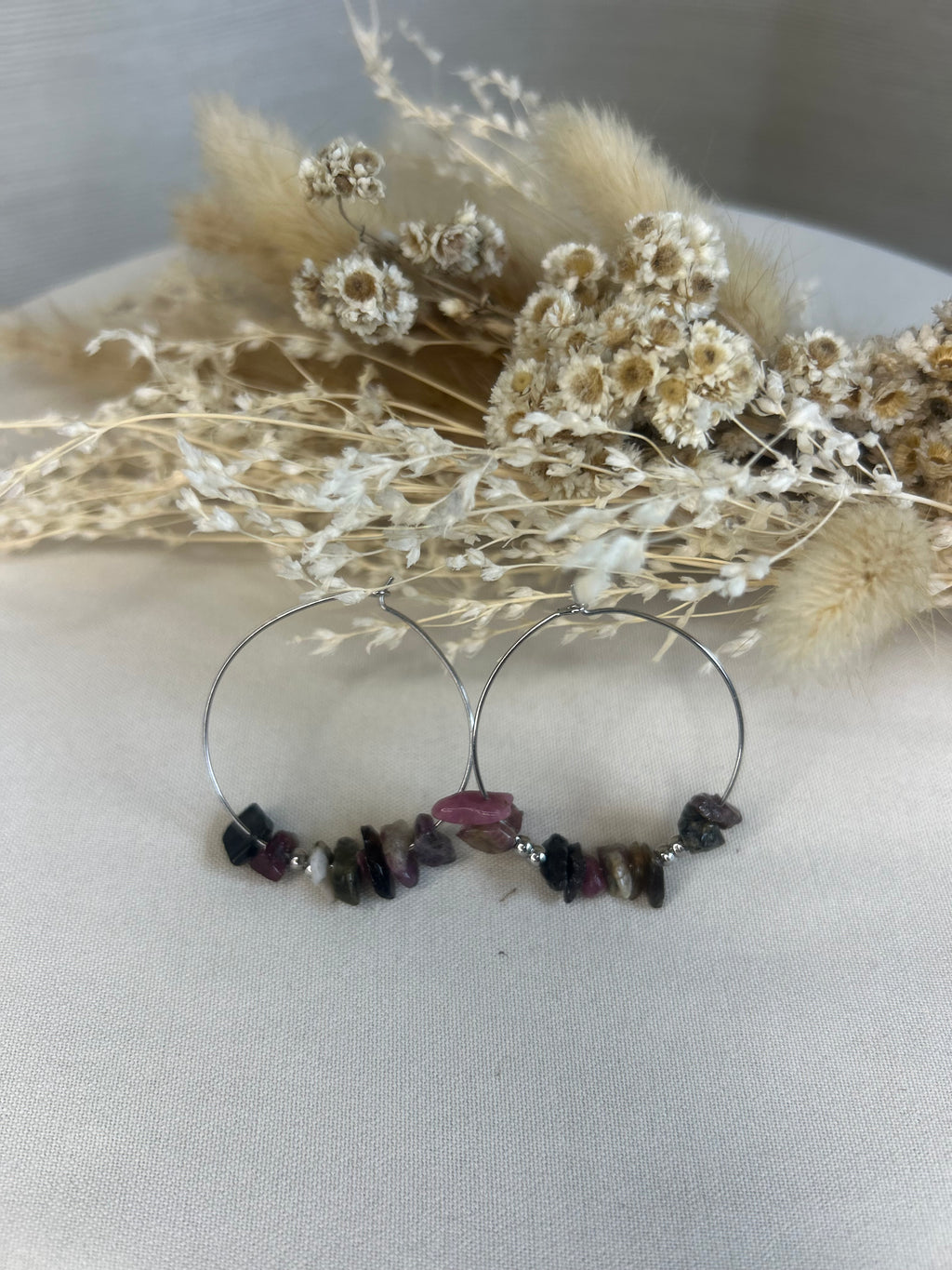 Créoles Pierres naturelles -  Tourmaline