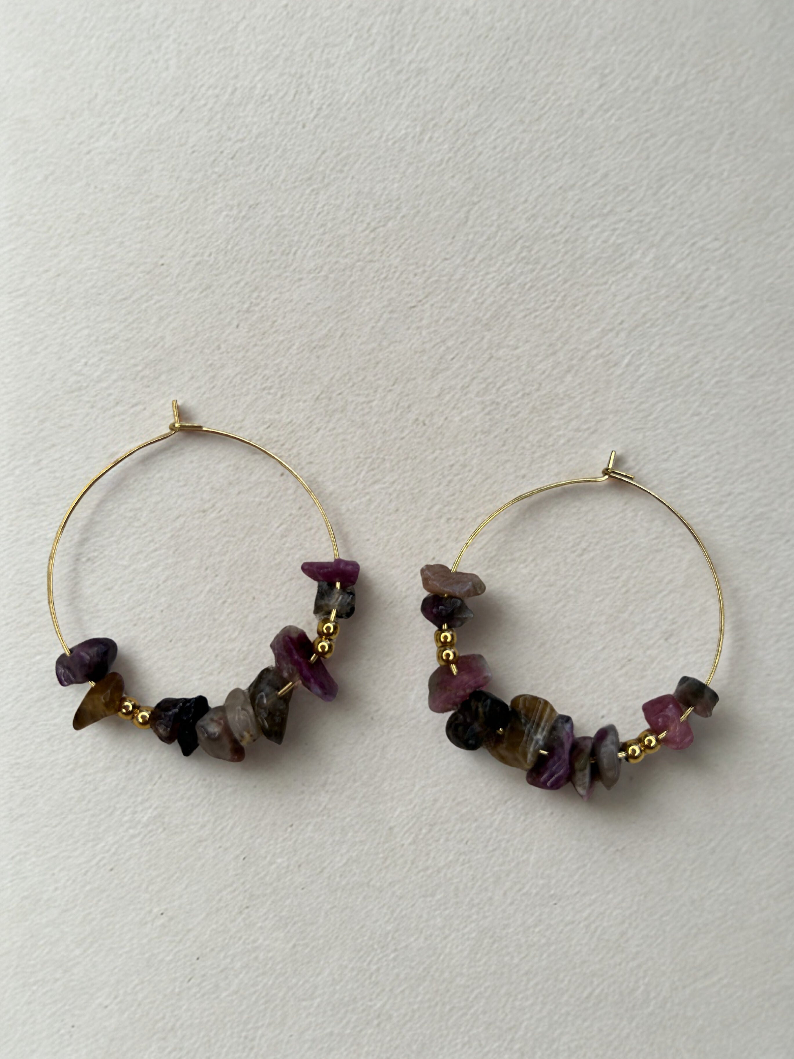 Créoles Pierres naturelles -  Tourmaline