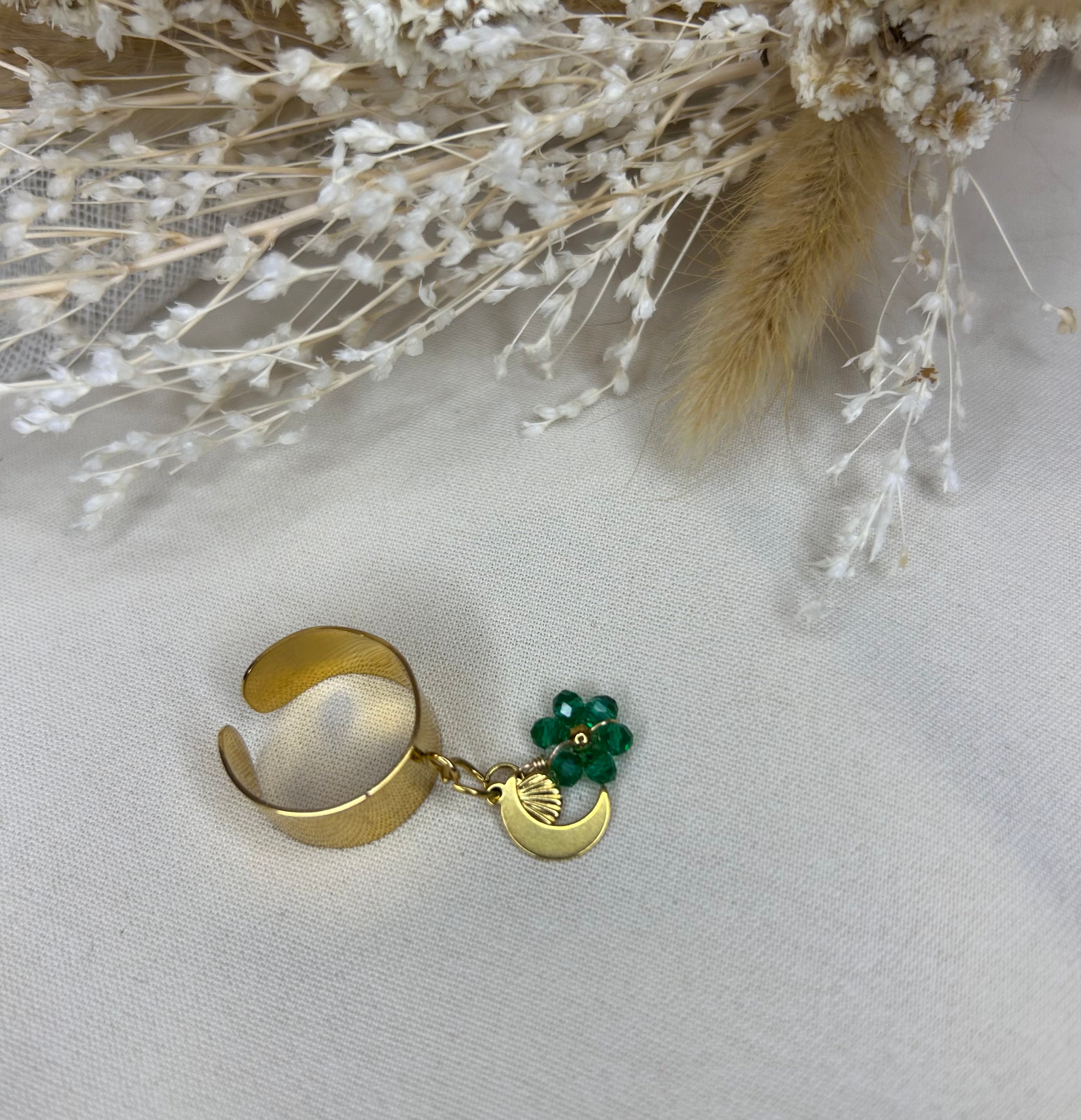 Bague Ona - Fleur verte